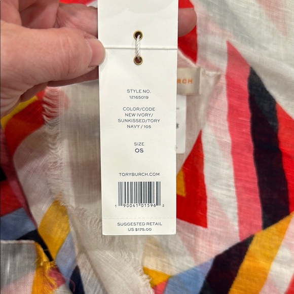 Tory Burch Colorful Geometric Pattern Scarf - Picture 5 of 7